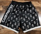 Vintage Cage Fighter Mma Shorts Mens 34 Black Cf All Over Print Ufc 