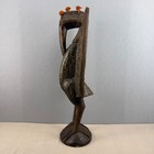 Vintage Senufo Wood And Brass Clad Hornbill Bird Sculpture Mali