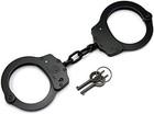 Black Double Lock Steel Police Handcuffs - Professional Grade