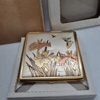 Vintage Compact Mirror  Japanese Style  flower With Butterfly  Motif Compact