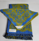 Vtg Mcm Fashion Manor Hand   Wash Towel Blue   Green Floral Design