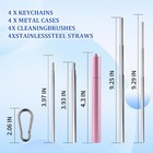 4 Pack Reusable Metal Straws Collapsible Stainless Steel Drinking Straw Travel P