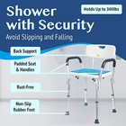Shower Chair With Arms And Back  Heavy Duty Seat  Arms Adjustable Height-300lbs