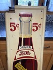 Very Early Pepsi Bottle 5 Cents Tin Vertical Sign - Measures 49  X 16  Original 