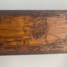 Pyrography Burnt Wood Dresser Glove Box Art Nouveau Beautiful Woman Antique Vtg