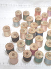 37 Ivory Brand Wooden Spools Thread Vintage Lot Mixed Colors Hand Machine Sewing