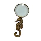 7  Antiqued Brass Seahorse Magnifying Glass- Antique Vintage Style