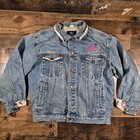 Planet Hollywood Sydney Australia Jean Jacket Medium Blue Denim Flip Cuff 90 s 