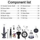 Hoowa Modern Aluminum Hookah Set - 20 Colored Glass Vase Silicone Bowl Charcoal