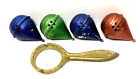 Whistling Siren King Spinning Tops W  Automatic Spin Top Tool Metal Lot Of 5 Vtg
