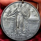 Quarter Dollar Replica Coin Keychain Large Liberty Design Novelty Pendant 1927