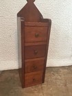 Vtg Colonial Style Wooden Wall Counter Spice Cabinet Chest