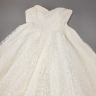 Vintage 80s Steppin Out Prom Party Dress Sz S White Lace Bustier Lace Ruffle