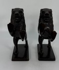Pair Of Vintage Bombay  Bronze Metal Lion Bookends Heavy