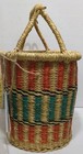 African Bolga Ghana Market Basket Woven Straw Tote Handle 14  X 9  X 15 