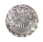 Set Of 5 Antique Ship Of Devilment Button Pressed Tintop Brass Back Devil 1-1 4 
