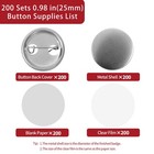 200 Sets 25mm 1 Inch Button Maker Supplies  Metal Blank Badge Parts  Paper