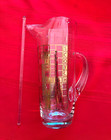 Vintage Mcm Glass Martini Pitcher Gold Drink Names Crossword Design  9   stirrer