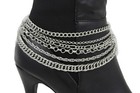 Women Boot Bracelet Silver Metal Chain Multi Strand Anklet Shoe Beach Pool Charm
