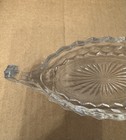 Vintage Fostoria American Cubist Clear Glass Oval Handled Relish Boat Dish - Euc