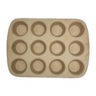 Pampered Chef Stoneware Muffin Pan 12 Cupcake Stone Family Heritage 15 x11  Usa