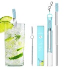 1 Set Reusable Collapsible Stainless Steel Straw Portable Pocket Drinking Straws