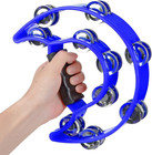 Half Moon Musical Tambourine Double Row Metal Jingles Hand Held Percussion Drum