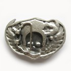 Skull W  Wings Rose Flowers Metal Silver Plated Belt Buckle