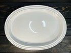Le Creuset Large White Oval Stoneware Platter Banded Rim 18    Wide Heavy