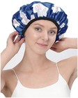 Reusable Triple Layer Waterproof Shower Cap Large Terry Lined Hair Cap For Women