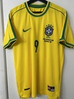 1998 Brazil Home Soccer Jersey  France 1998 World Cup  Ronaldo  9 L Autographed
