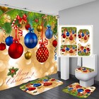 Merry Christmas Shower Curtain Sets For Bathroom Colorful Balloons With Non-slip