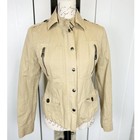 Martin And Osa Khaki Linen Blend Casual Military Style Utility Jacket Size 2