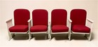 4 Theater Seats  Vintage Red Upholstered Tip-up Cinema Auditorium Seating  A13