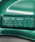 Vintage Gwinner  N  Dak Heath s Gulf Service Tin Green  Ashtray Nice Condition