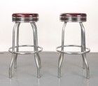 Pair Of 1950s Hamilton Cosco Red Swivel Bar Stools