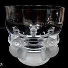 Lalique Crystal Bowl With 5 Frosted Owls