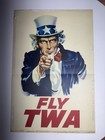1960 s  Fly Twa Airline Poster    uncle Sam    Display Advertising