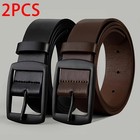 Men Pu Leather Belt Metal Pin Buckle Adjustable Waist Strap Casual Jeans Belt Pl