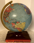 Vintage Replogle Globe 10  Brass Arc Rotating On Metal Base W world Atlas Book
