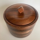 Vintage Mcm Solid American Walnut Ice Bucket With Glass Liner