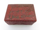 Nice Chinese Red Cinnabar   Lacquer Trinket Box 4-1 4  D X 6-1 4  W X 3-1 -8  T