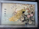 Vintage Asian 3d Peacock Wall Art Carved Mother Of Pearl Floral 3 5   x39    X48 5