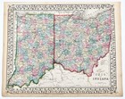 1869 Map Ohio - Indiana Original   14x11 5  Mitchell Railroads Townships 
