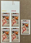 1580a Christmas Cherub 1975 Mnh  10    Imperf Number Block Of 4     snow    Error