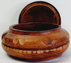 Vtg Hand-carved Round Wooden Turned Trinket Box   Lid Carved Unique Used