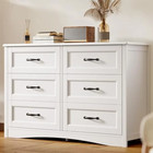6 Drawer Dresser Bedroom Chest 47in White Storage Cabinet With Metal Handles 