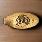 Vintage Falstaff Brewing Tie Clip Brass 60s 70s Rare Lion Crown Beer Logo Read