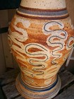 Mid Century Lamp Vintage 1960s Art Pottery Modern Maija Grotell Style Cracked