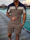 Xl Brown Grey Navy Mens Short Sets 2 Piece Outfits Fashion Summer Tracksuits    